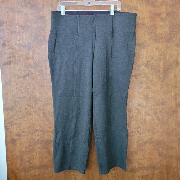 Slim Factor by Investments slim straight leg short length ponte gray pant - Picture 1 of 5